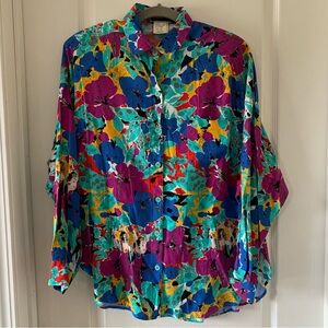 Vintage Panther floral faces blouse
